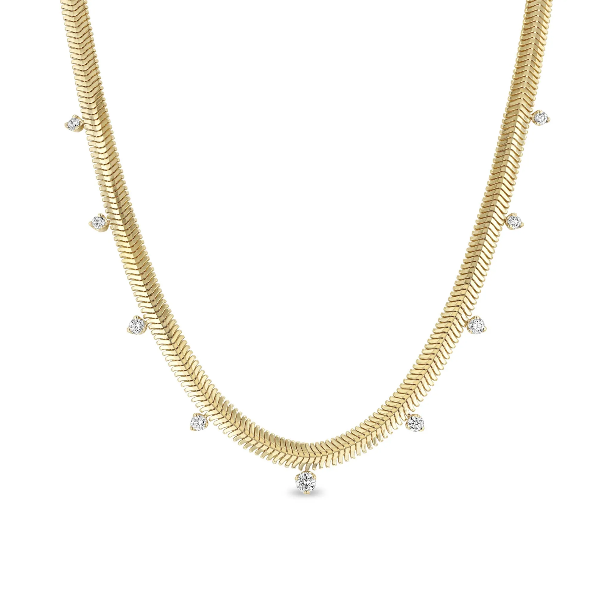 14k 9 Graduated Prong Diamond Medium Snake Chain Necklace