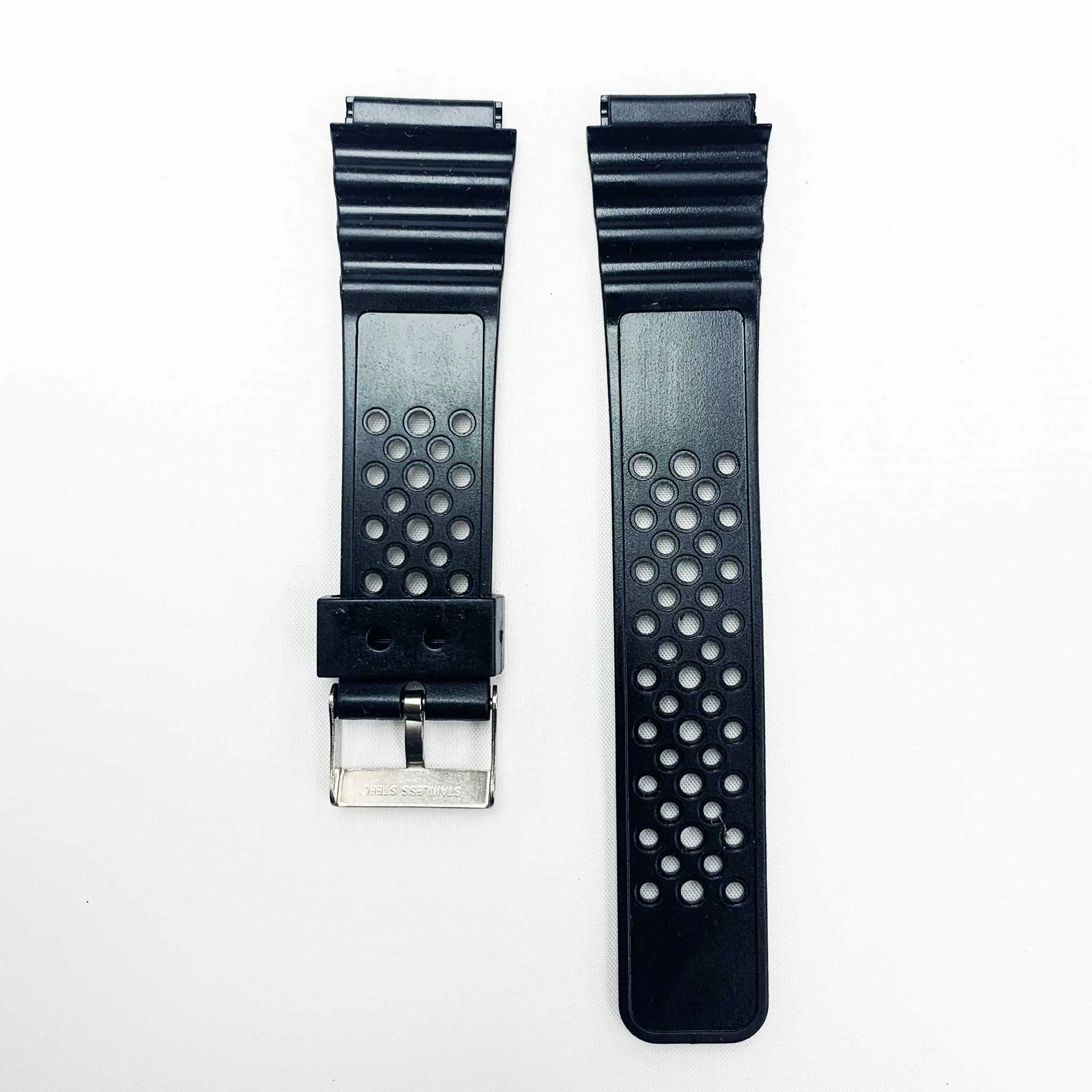 20MM PVC Plastic Watch Band Black Smart Design for Casio Timex Seiko Citizen Iron Man Watches