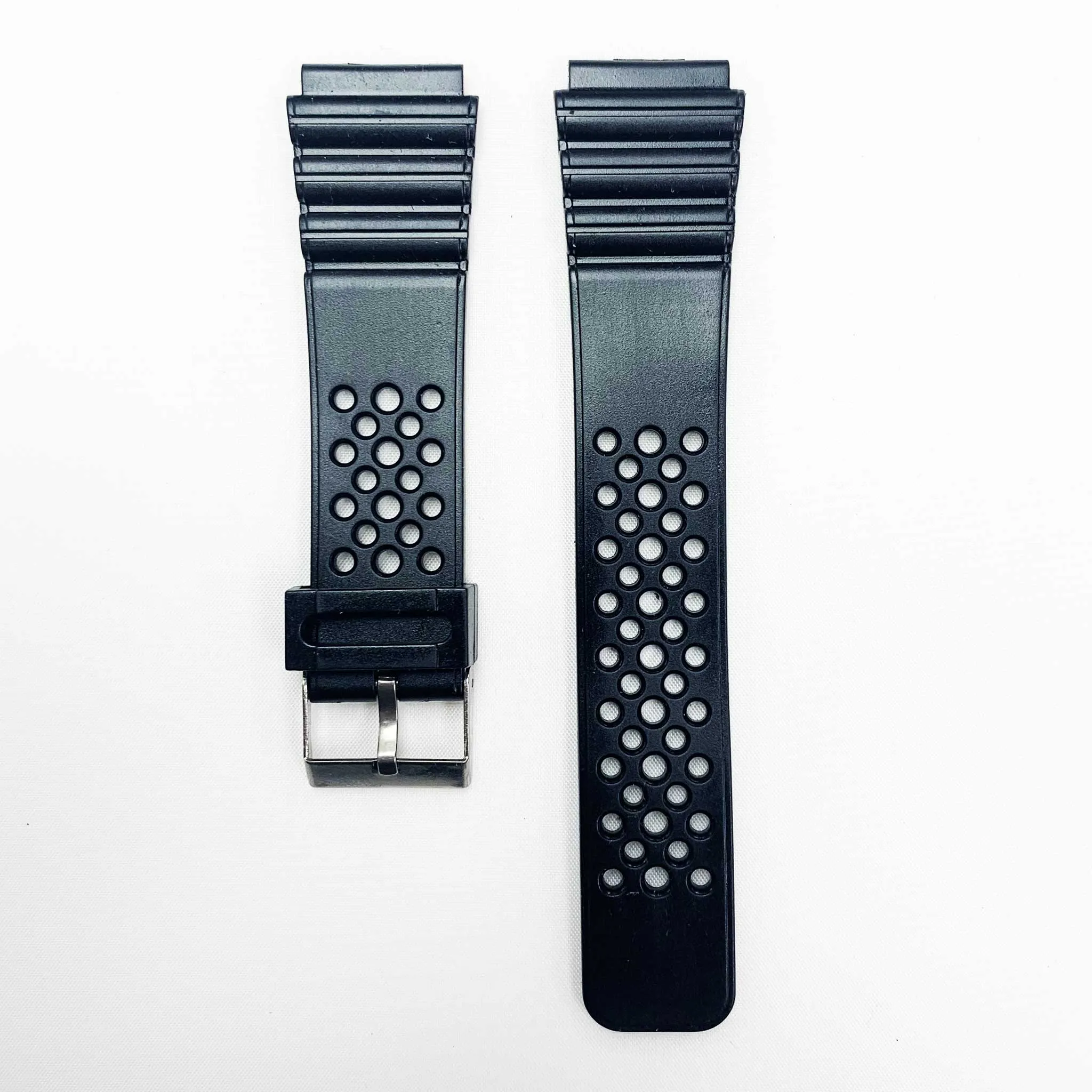 20MM PVC Plastic Watch Band Black Smart Design for Casio Timex Seiko Citizen Iron Man Watches