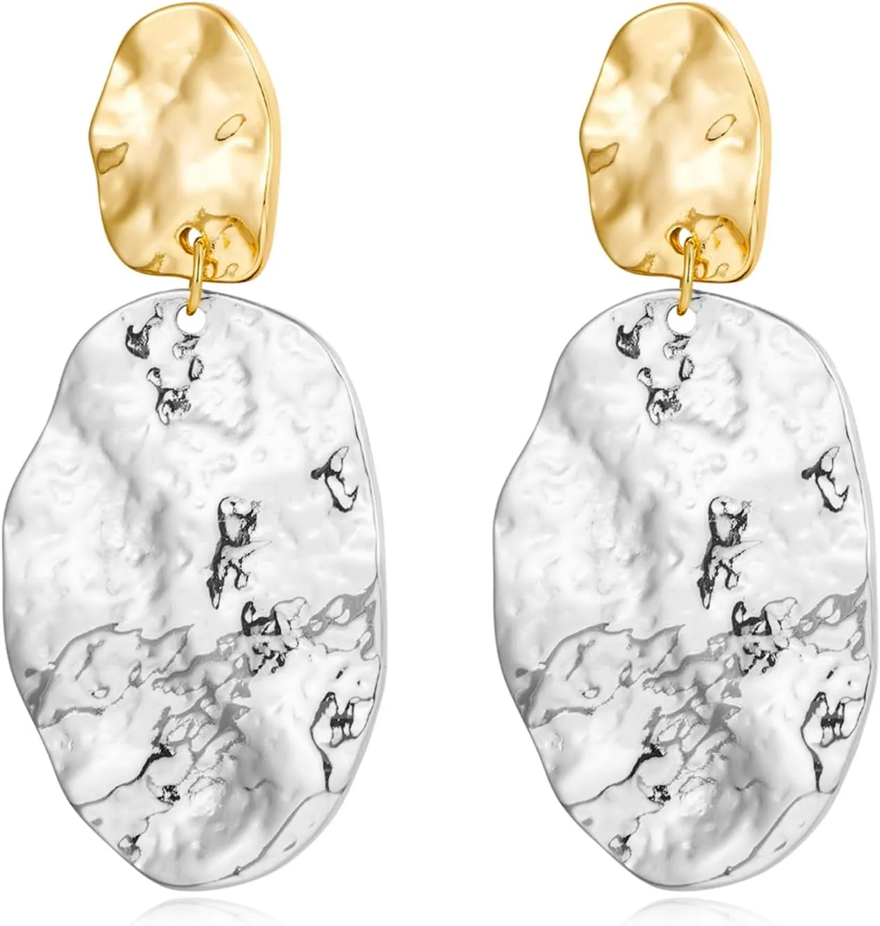 Chunky Gold Earrings for Women - Hammered Gold Plated Dangle Drop Jewelry Gifts