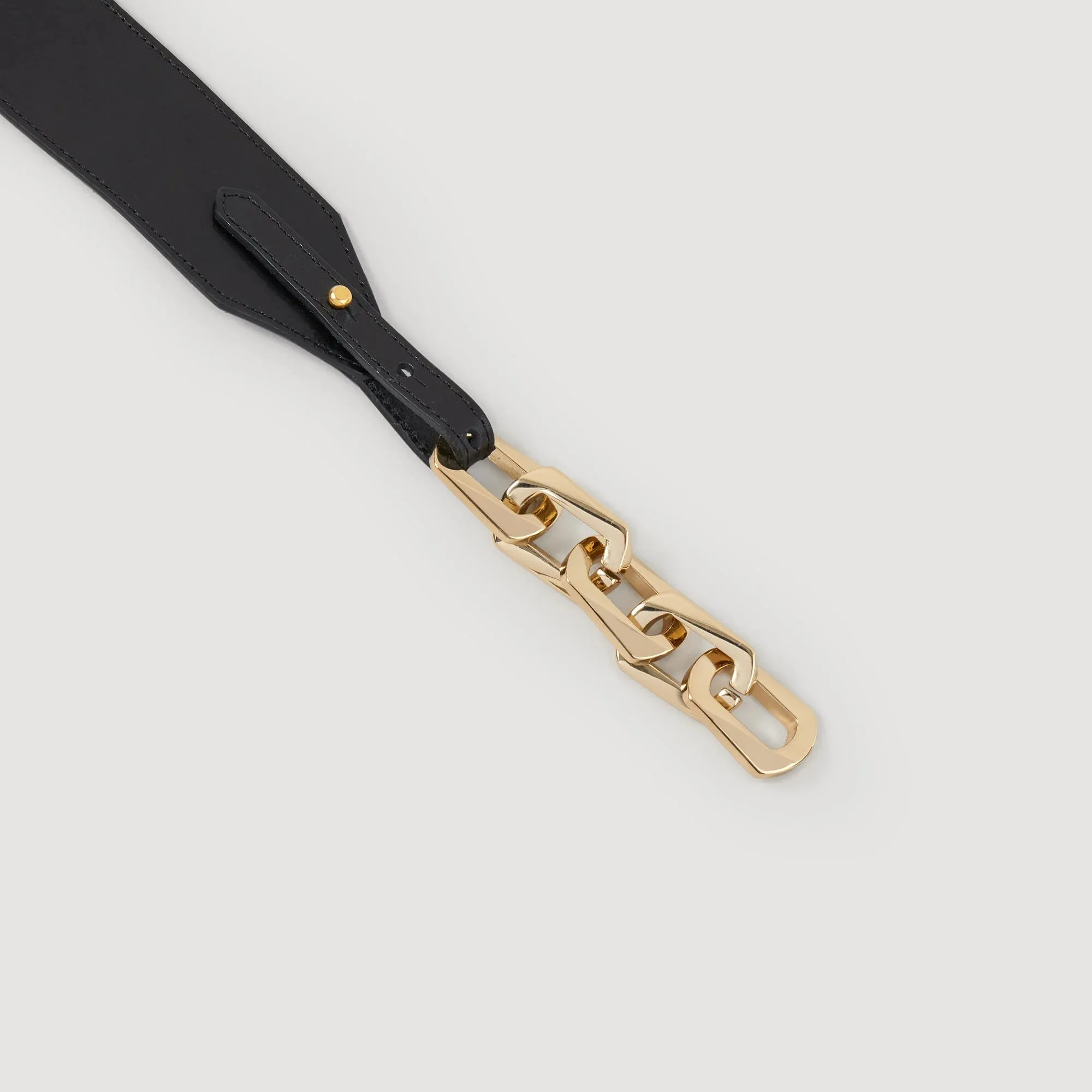 Corneliebelt Leather Belt With Chain Black