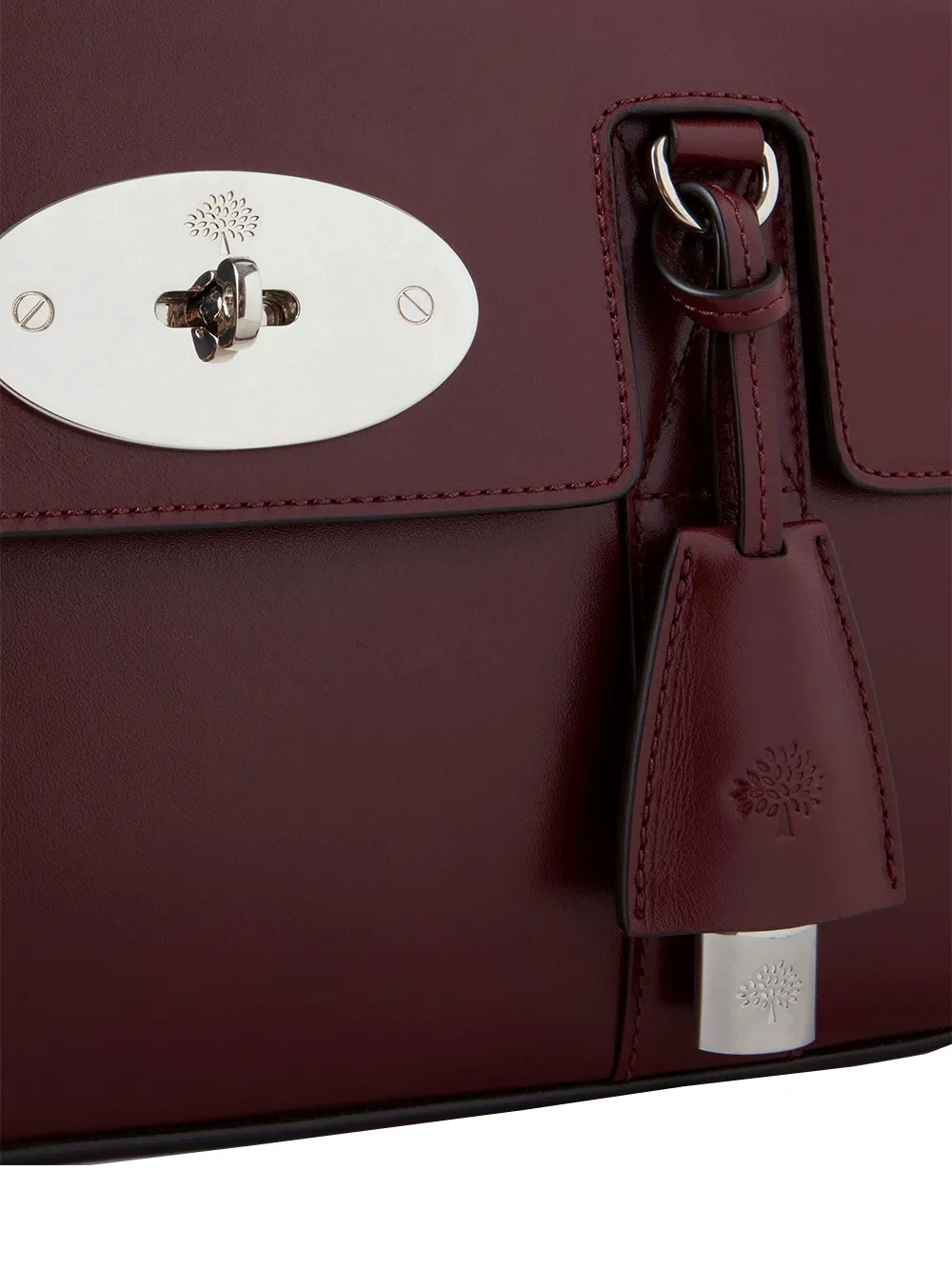 East West Bayswater Shiny Smooth Classic Calf (Black Cherry)