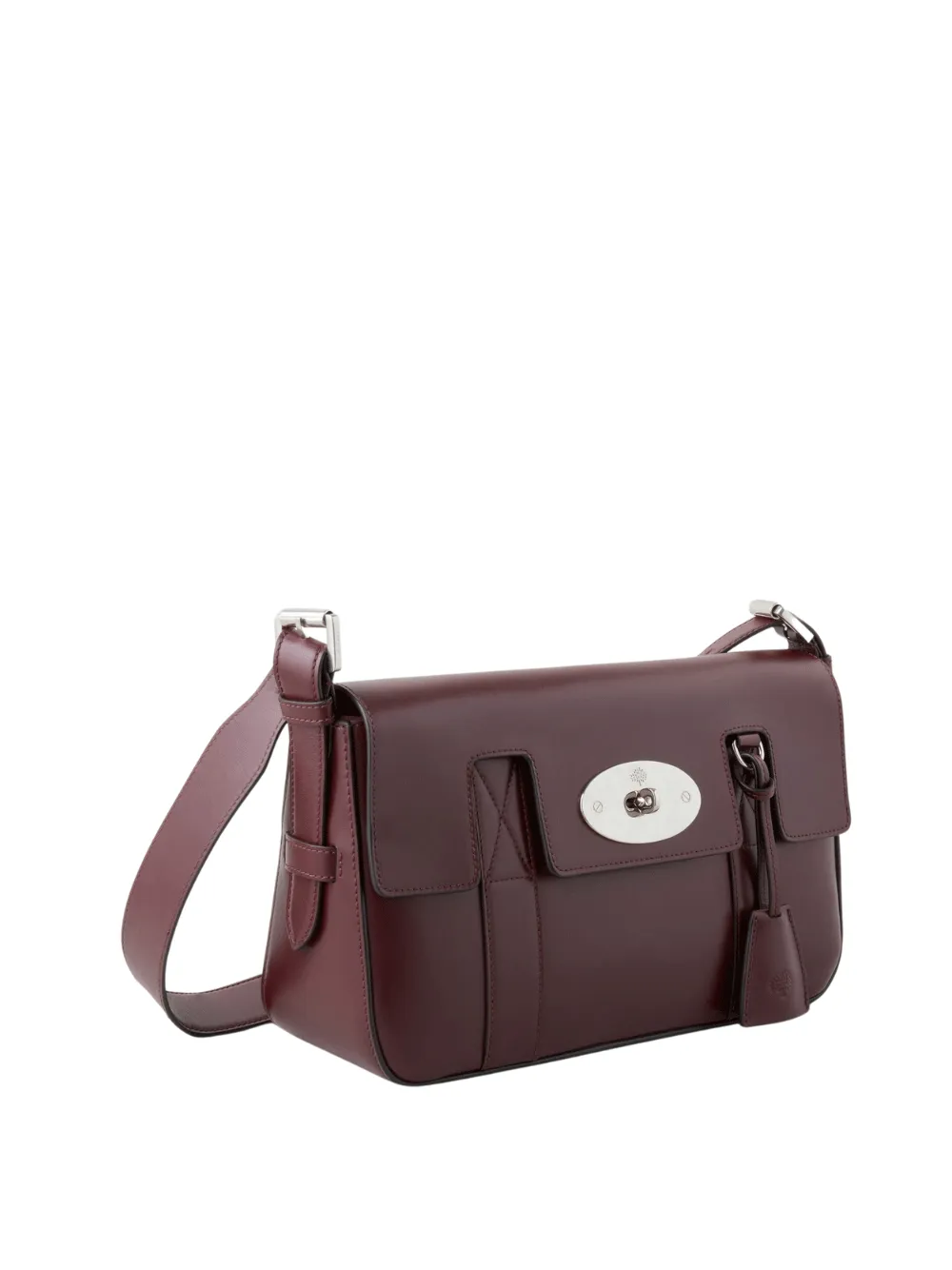 East West Bayswater Shiny Smooth Classic Calf (Black Cherry)