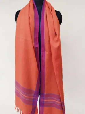 Handwoven Merino Wool Shawl Orange