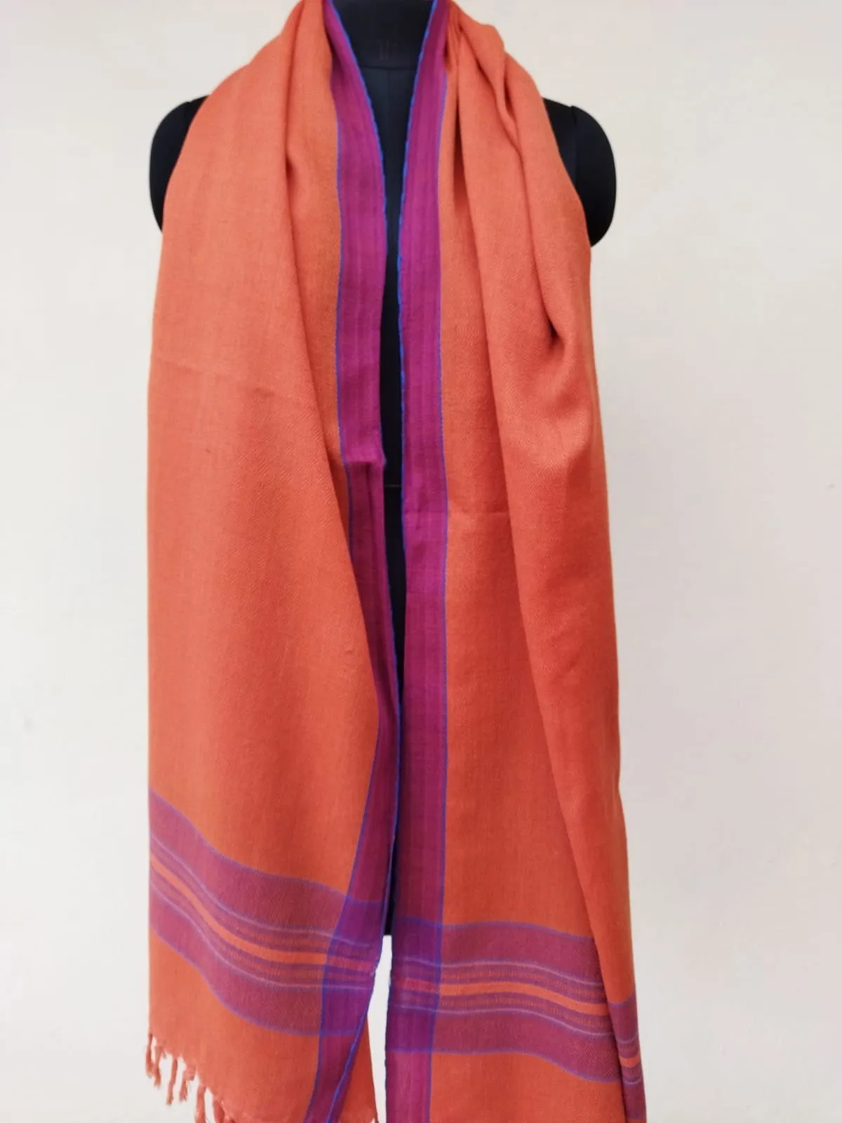 Handwoven Merino Wool Shawl Orange