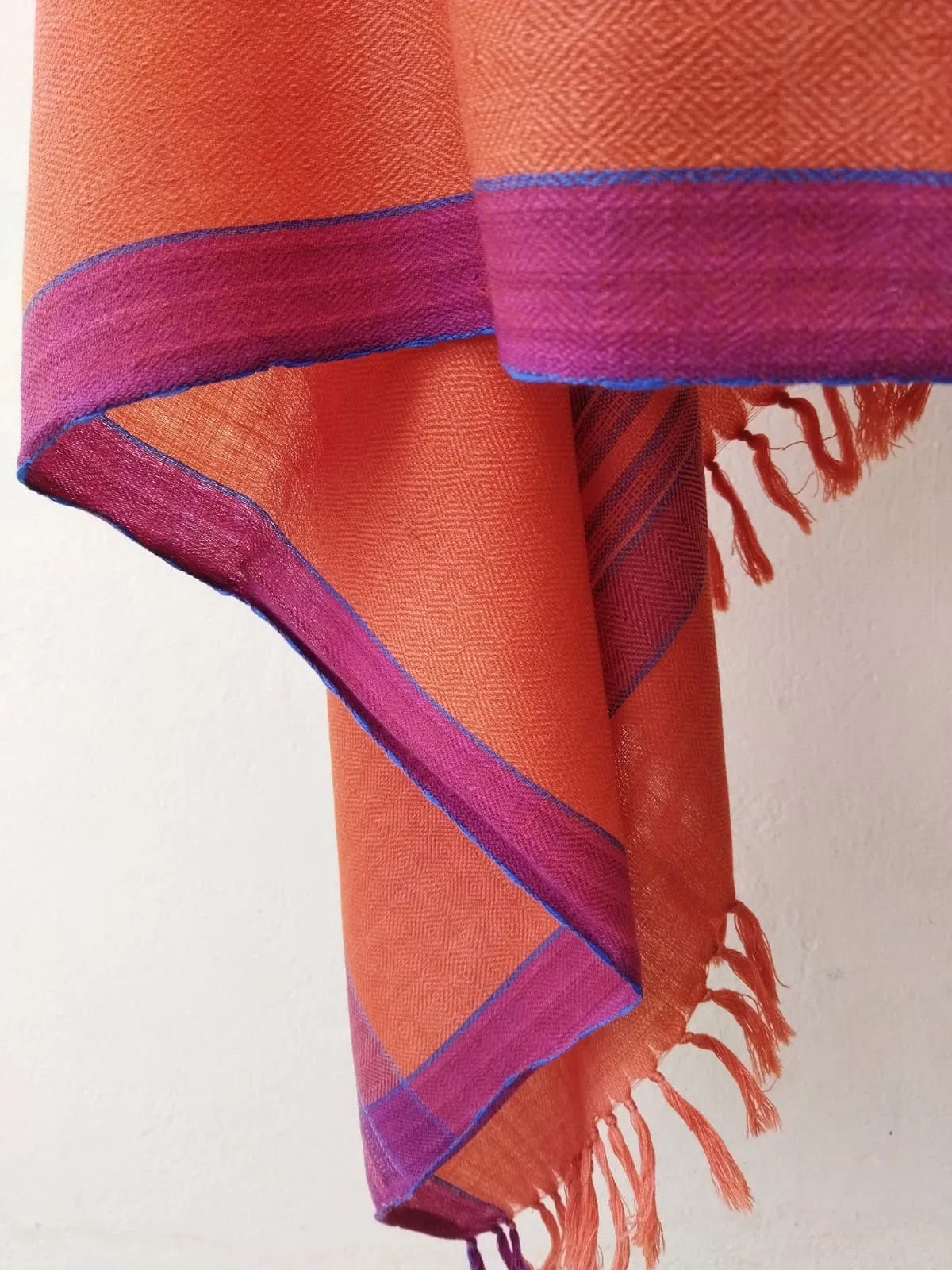 Handwoven Merino Wool Shawl Orange