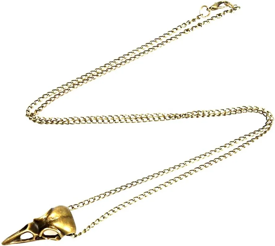 HSQYJ Vintage Antiqued Raven Bird Skull Necklaces Crow Pendant Charms Statement Necklaces Punk Jewelry for Women