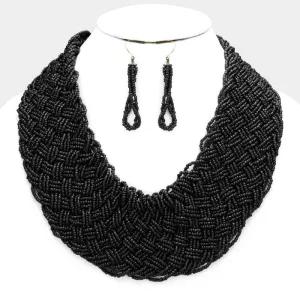 iLLASPARKZ Braided Seed Beaded Statement Necklace