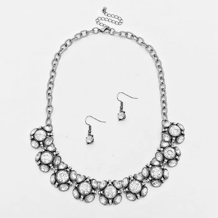 iLLASPARKZ Bubble Crystal Statement Burnished Metal Necklace