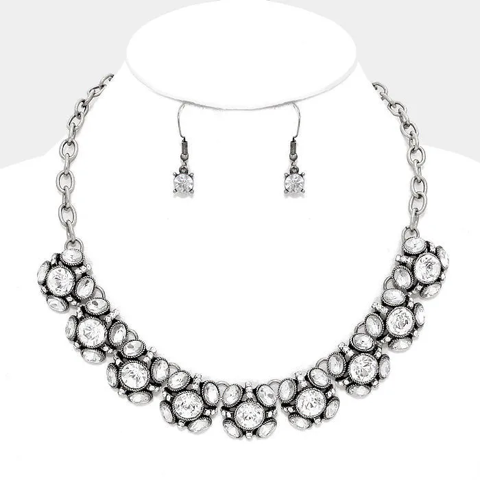 iLLASPARKZ Bubble Crystal Statement Burnished Metal Necklace
