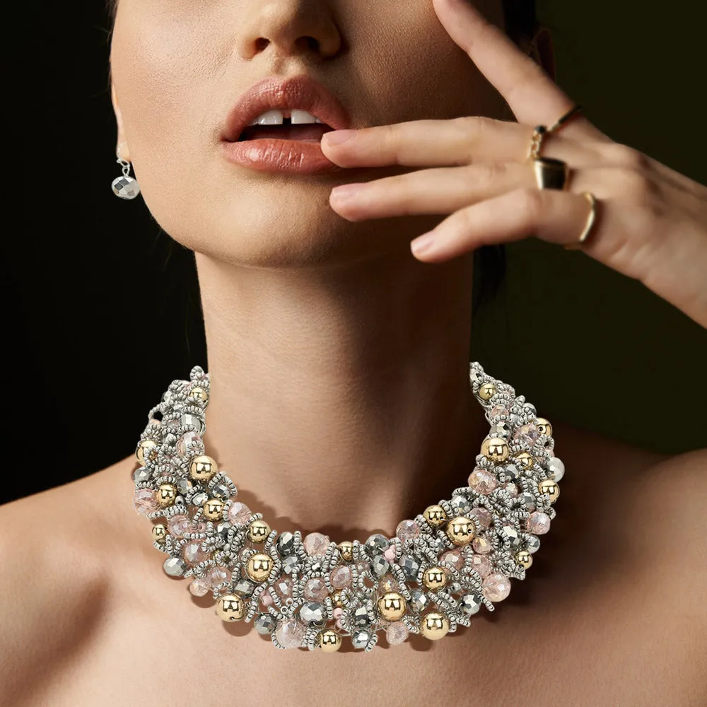 iLLASPARKZ Faceted Beaded Collar Statement Necklace