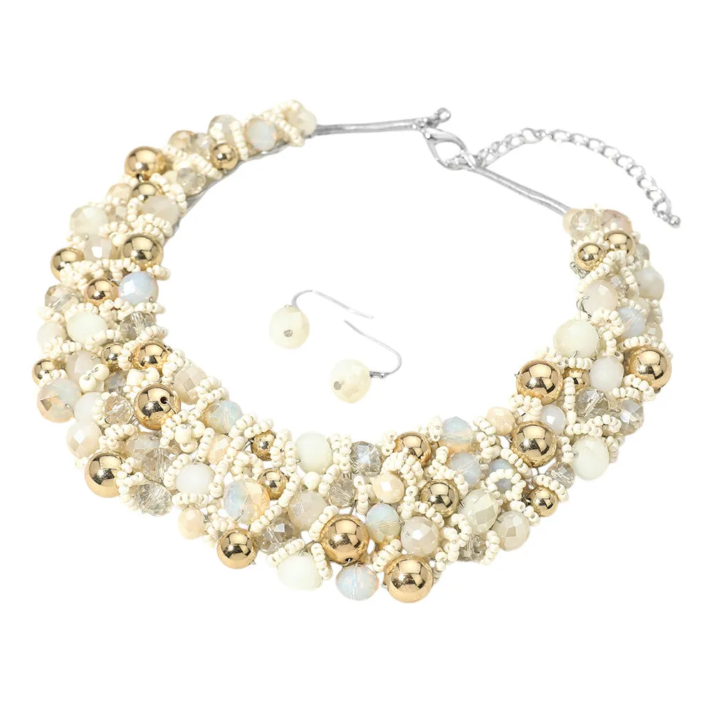 iLLASPARKZ Faceted Beaded Collar Statement Necklace