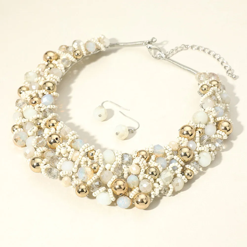 iLLASPARKZ Faceted Beaded Collar Statement Necklace