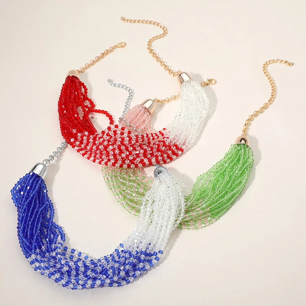 iLLASPARKZ Faceted Beaded Multi Layered Strand Statement Necklace