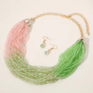iLLASPARKZ Faceted Beaded Multi Layered Strand Statement Necklace