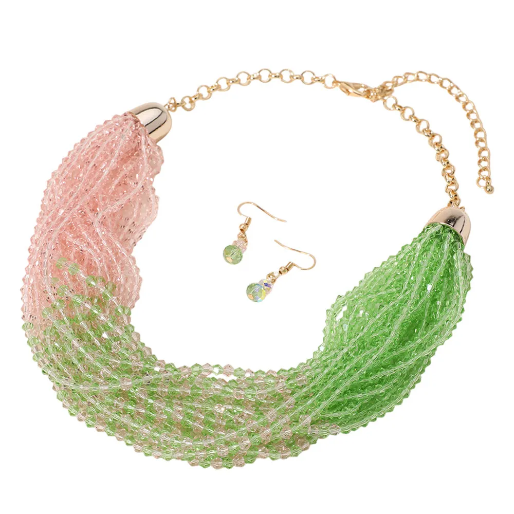 iLLASPARKZ Faceted Beaded Multi Layered Strand Statement Necklace