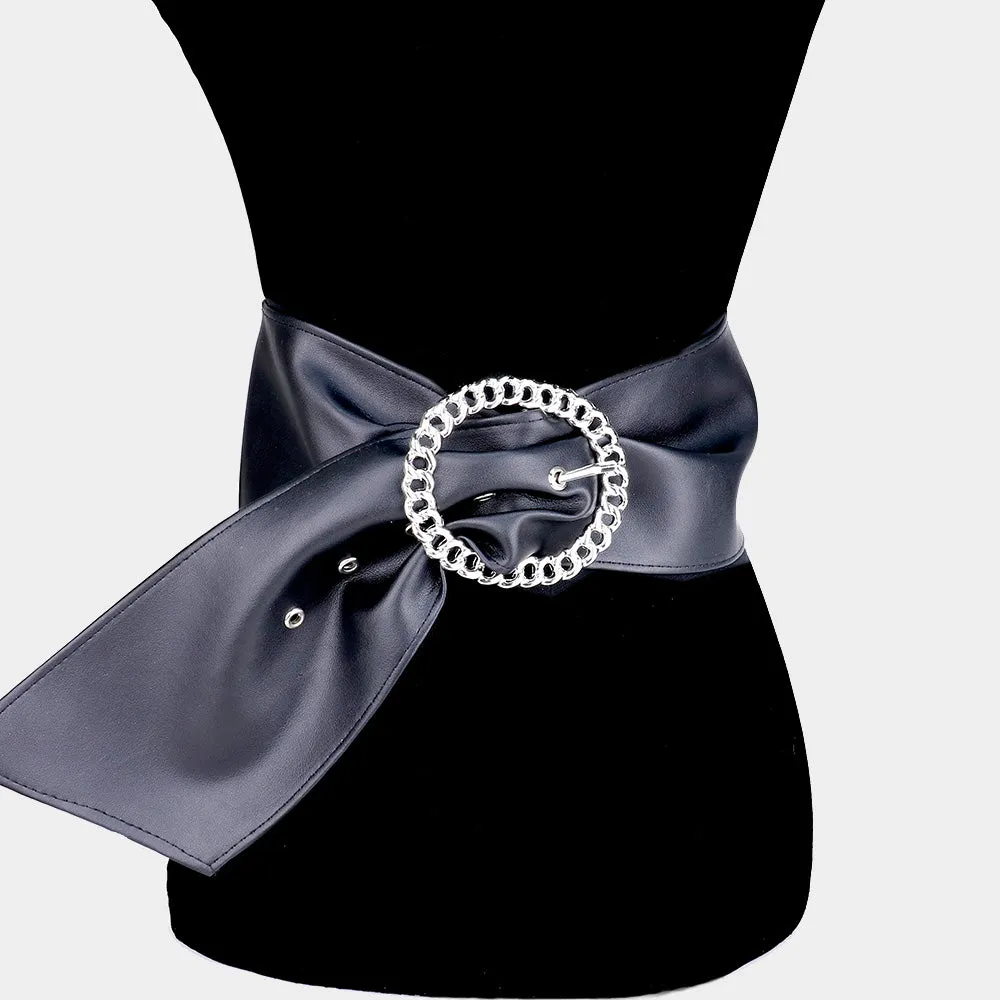 iLLASPARKZ Faux Leather Metal Chain Buckle Belt