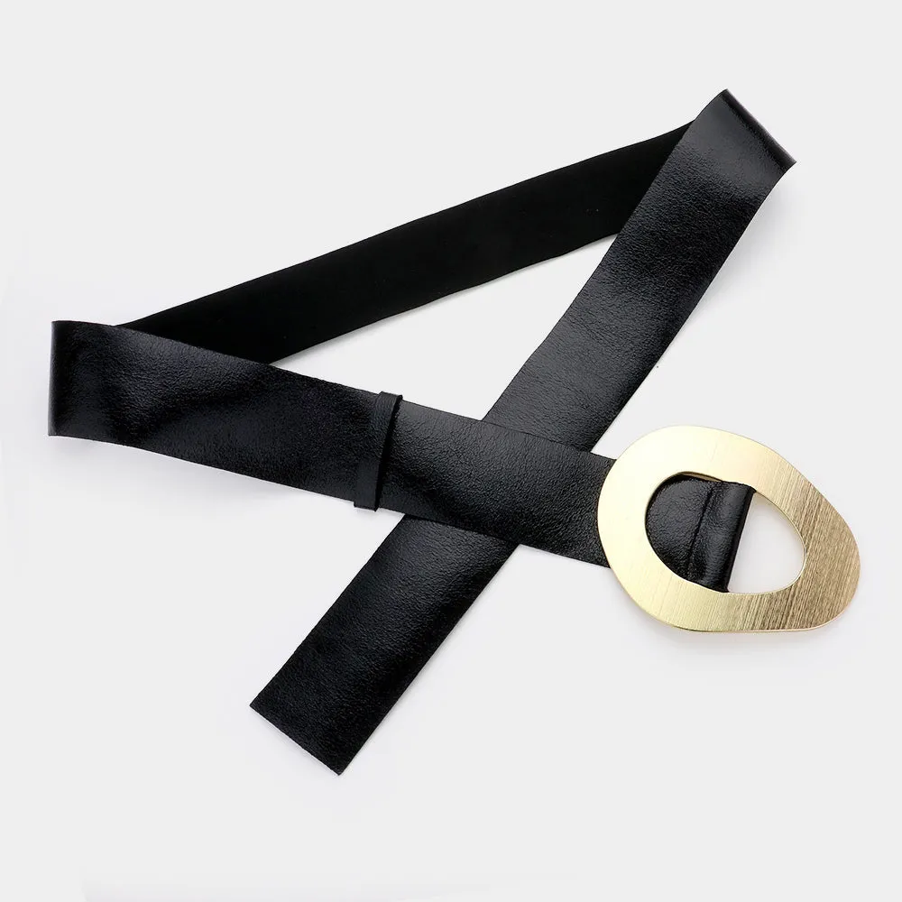 iLLASPARKZ Geometric Brushed Metal Buckle Faux Leather Belt