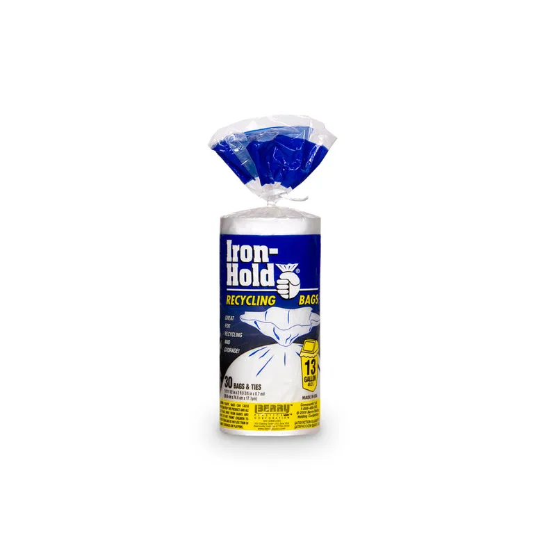Iron-Hold 13 gal Recycling Bags Twist Tie 30 pk 0.7 mil