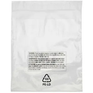 Lip & Tape Self Sealing Suffocation Warning Bags 10 x 15 x 1.5 mil