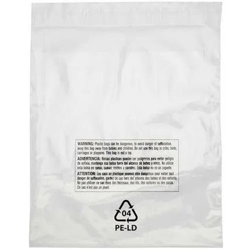 Lip & Tape Self Sealing Suffocation Warning Bags 10 x 15 x 1.5 mil