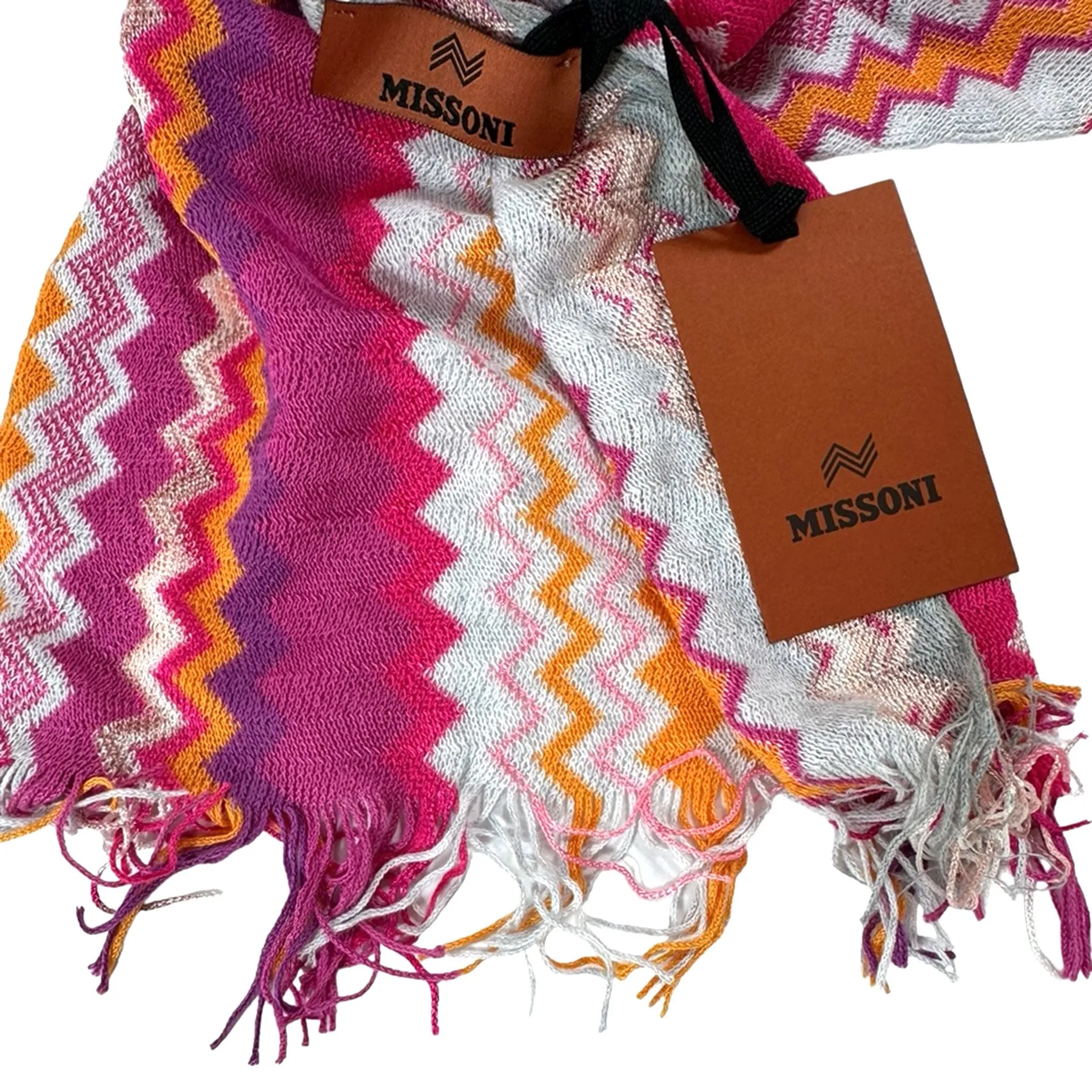 Missoni Scarf Purple Pink Orange Chevron Design - Long Designer Shawl