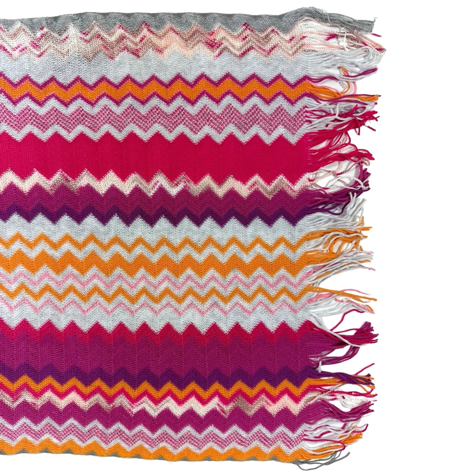 Missoni Scarf Purple Pink Orange Chevron Design - Long Designer Shawl