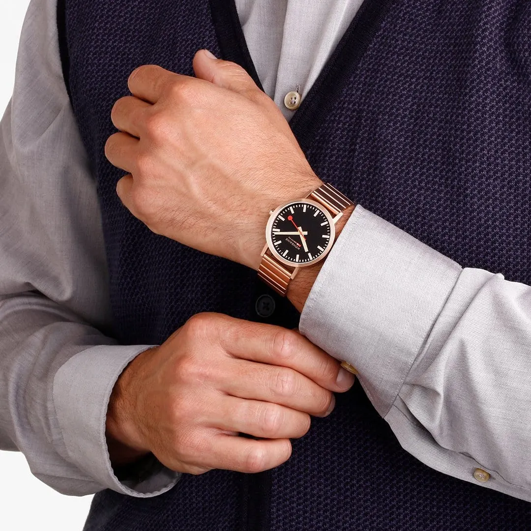 Mondaine Watch Classic Black Rose Gold A660.30360.16SBR