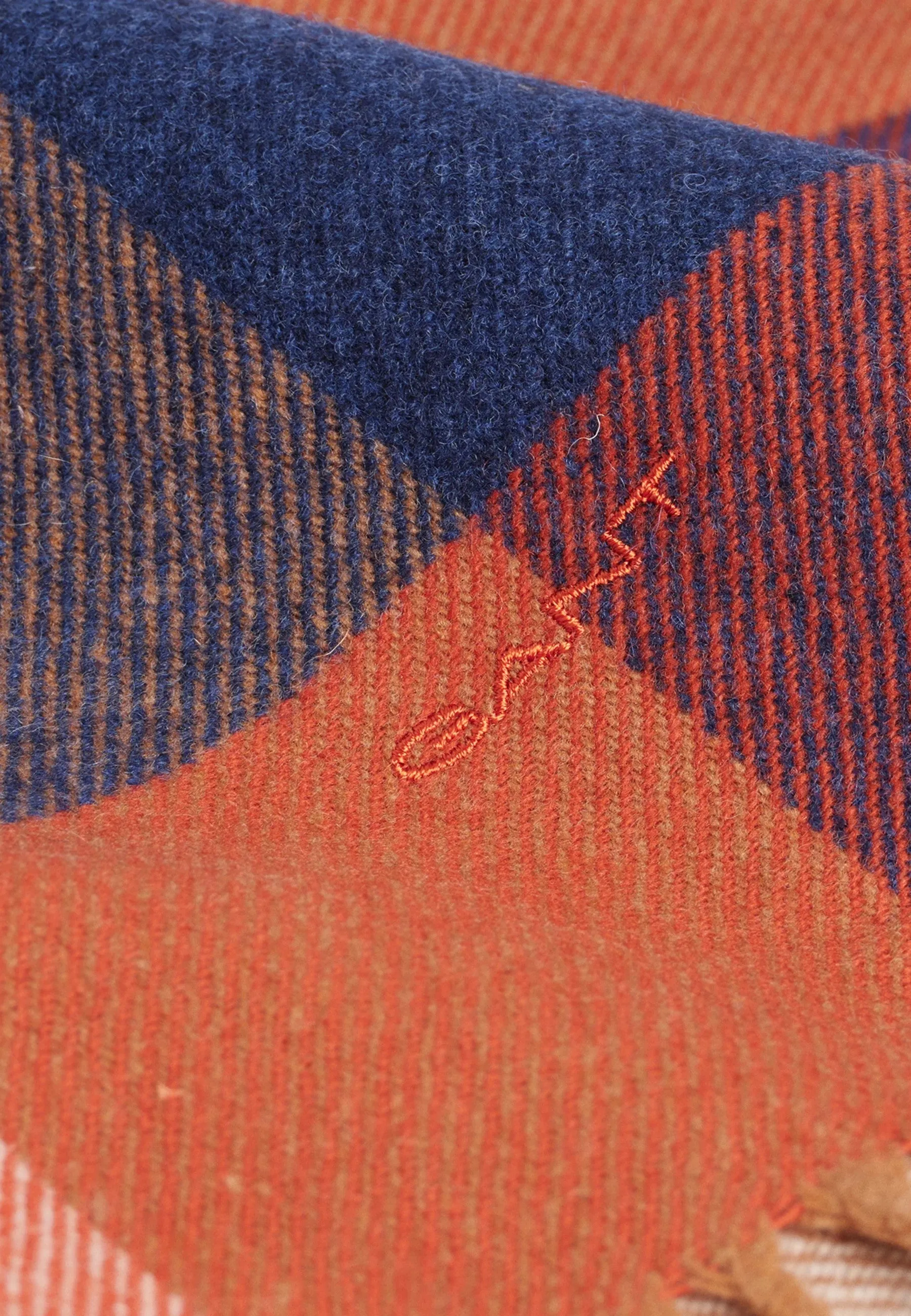 Multi Check Wool Scarf - Golden Orange