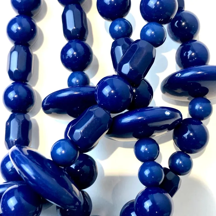 Navy Blue Saucer Sylvie Necklace