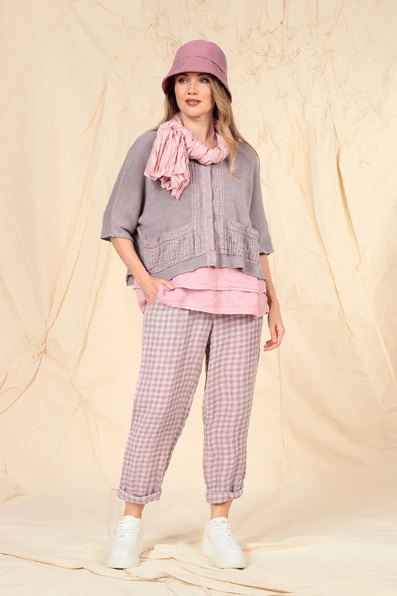 Powder Pink Crumpled Pure Silk Scarf