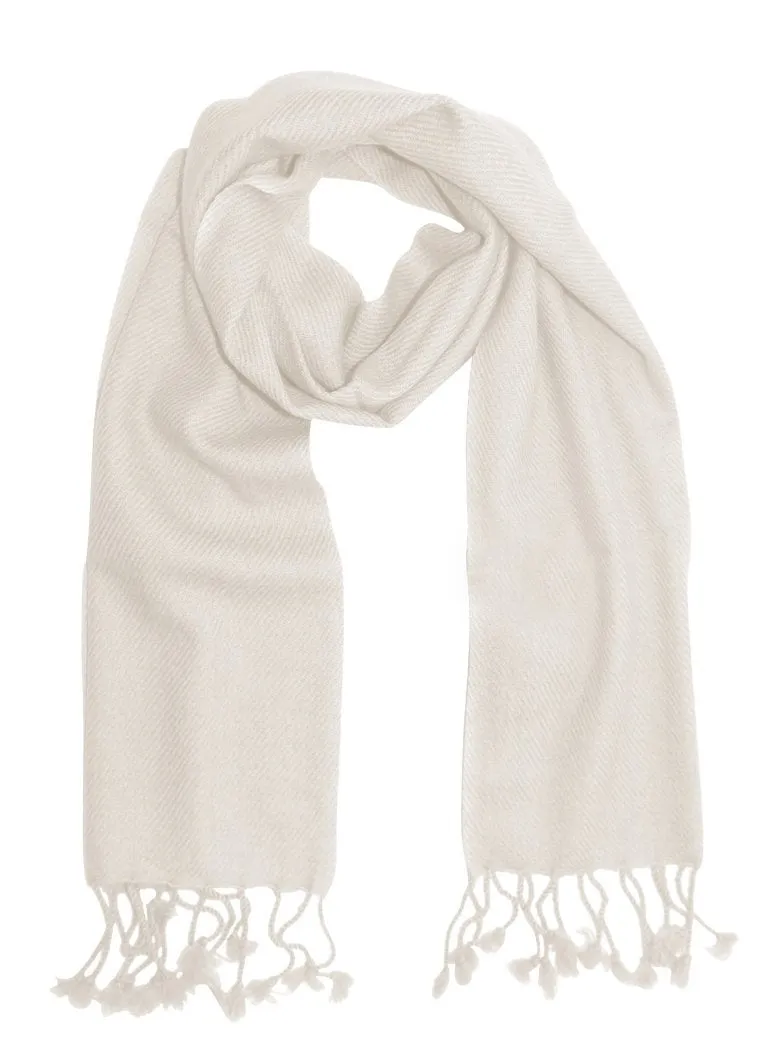 Pure Cashmere Wool Unisex Scarf - Off White