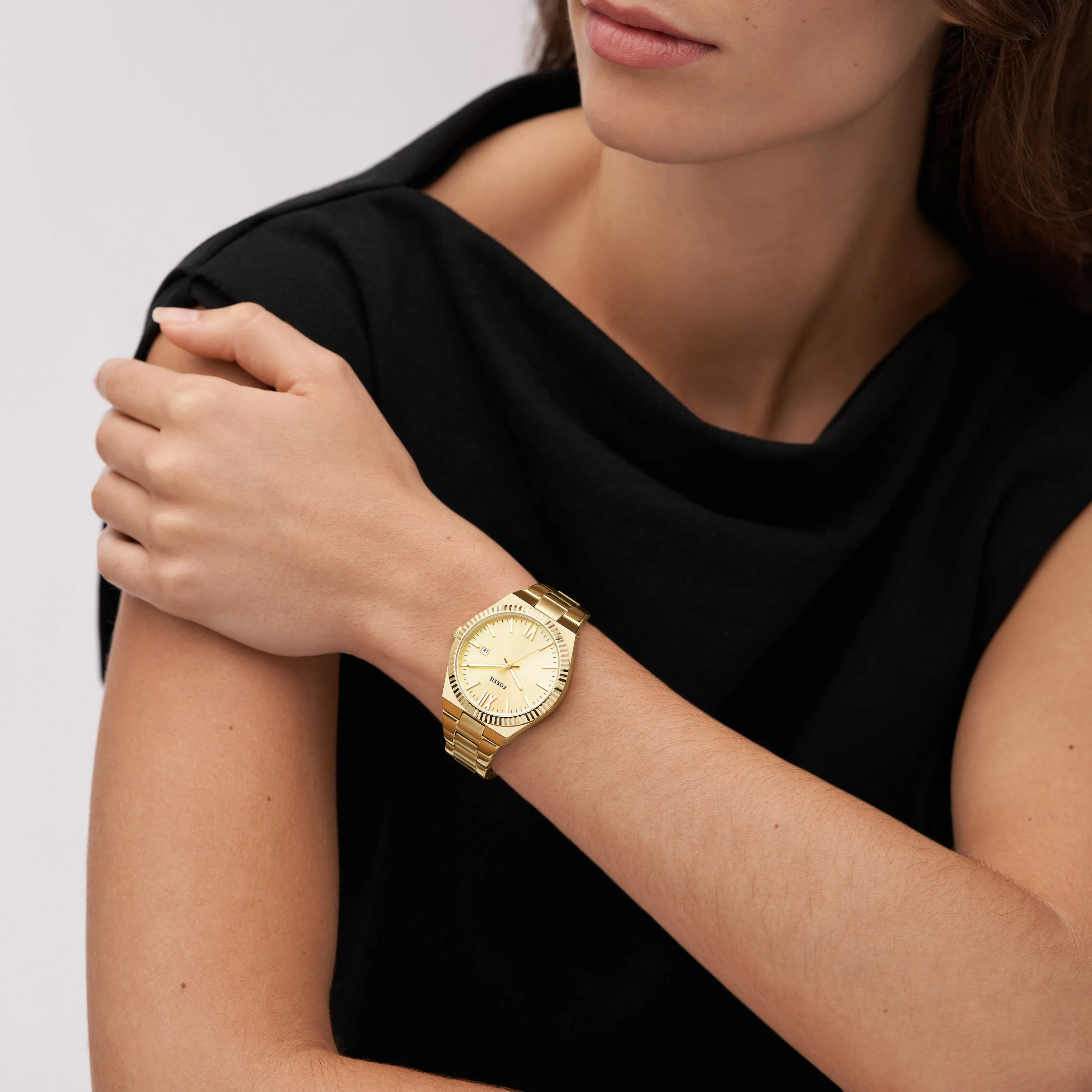 Scarlette Three-Hand Date Gold-Tone Stainless Steel Watch