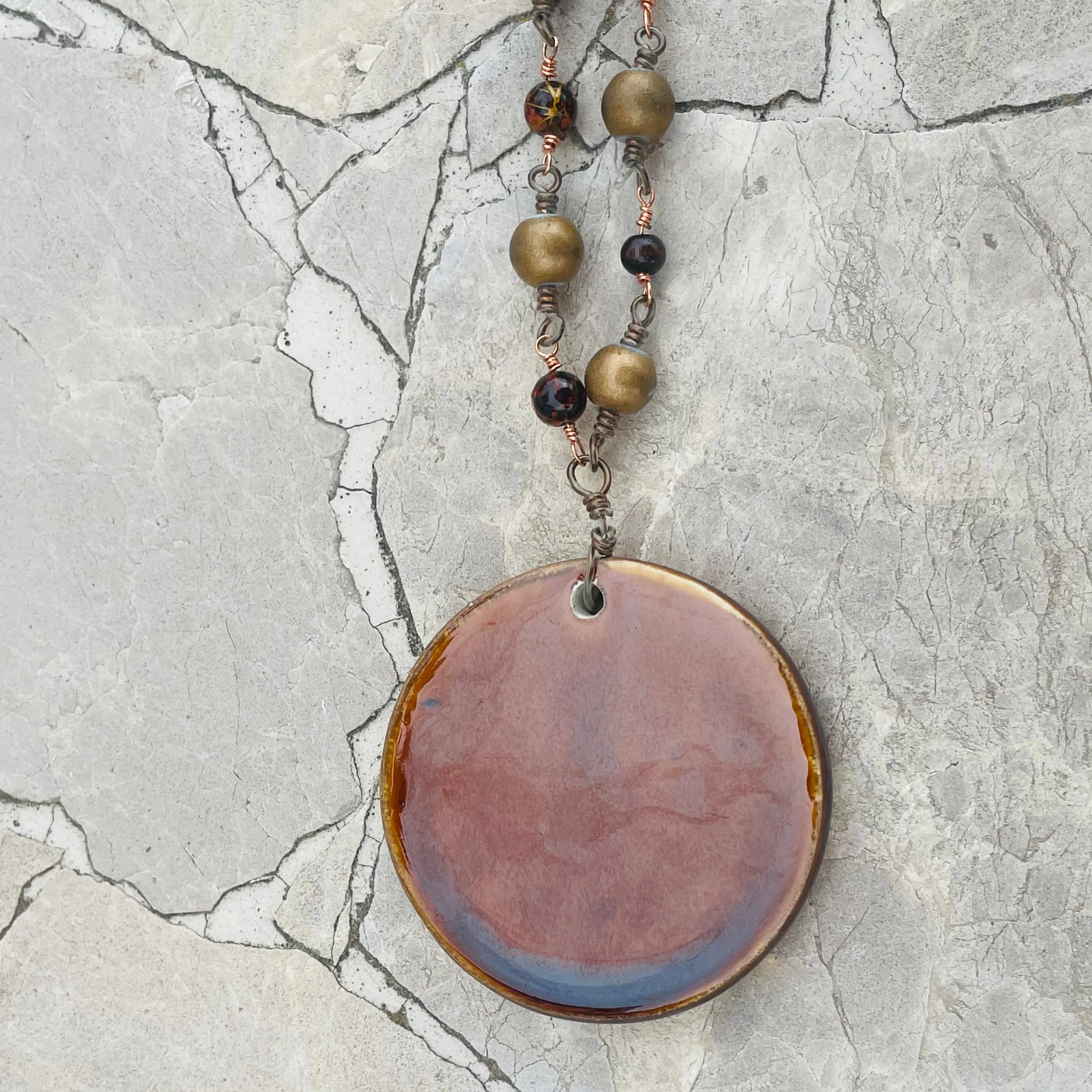 *Unique Beaded Ceramic Butterfly Pendant Fashion Necklace