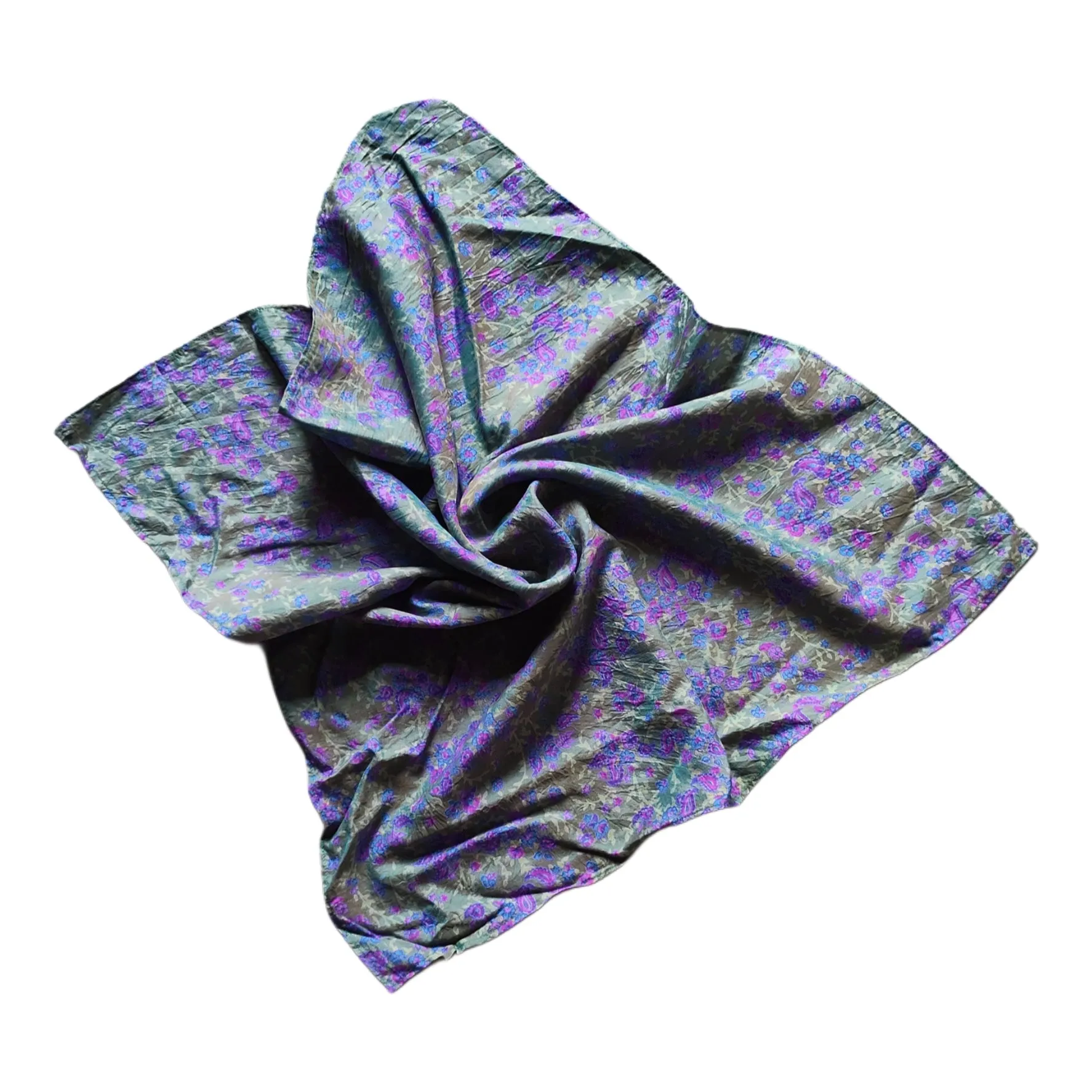 Upcycled CREPE  Silk Neck/ Head Scarf (20x20 inches)