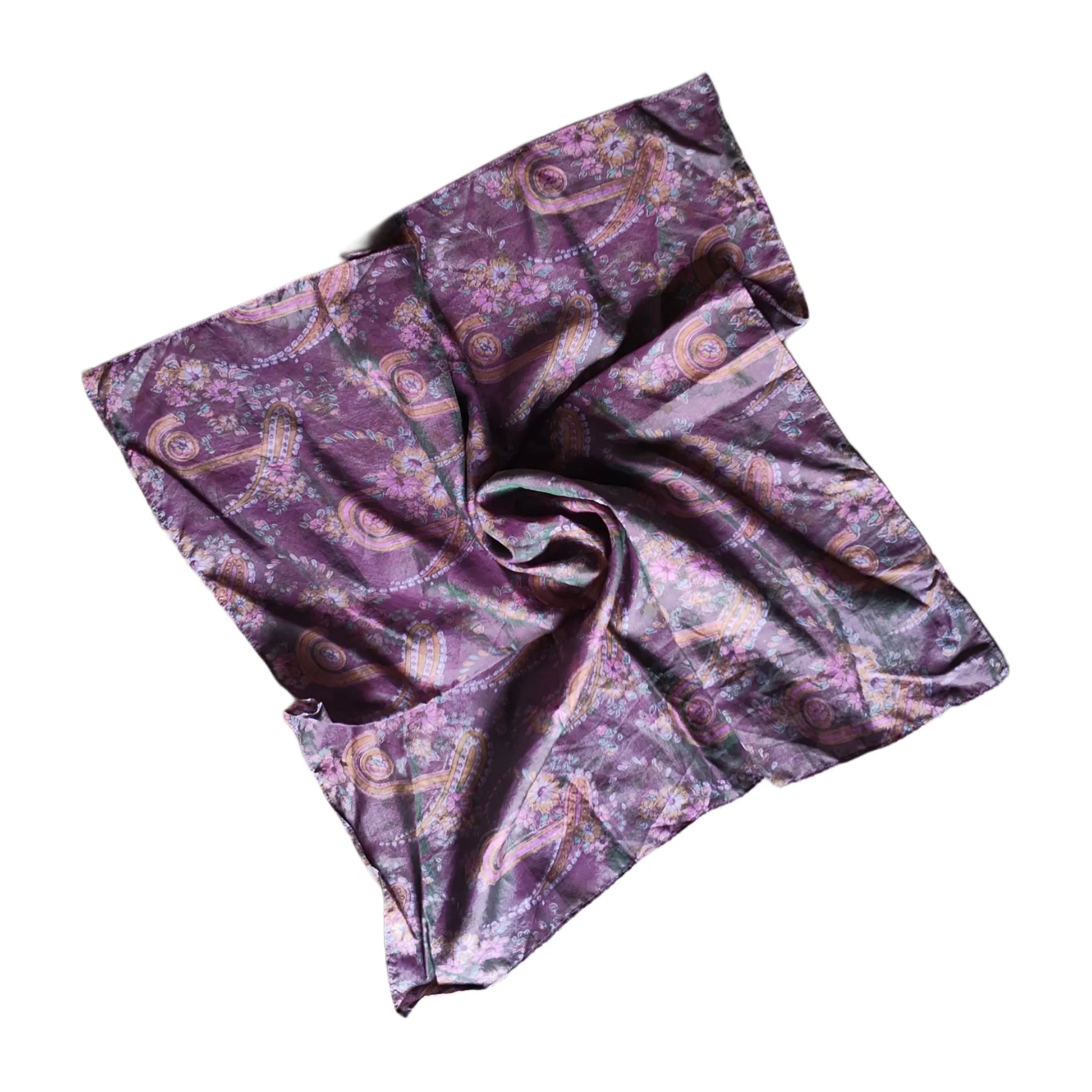 Upcycled CREPE  Silk Neck/ Head Scarf (20x20 inches)
