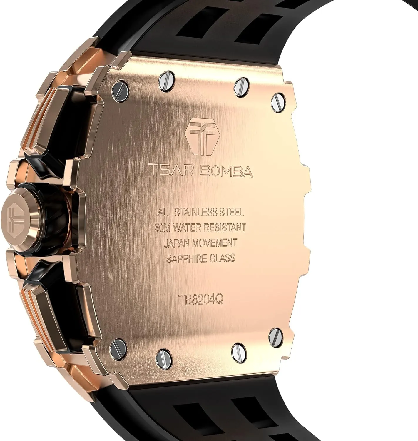 Watches Men Luxury Square Mens Watch Chronograph 50M Waterproof Sapphire Glass Japan Quartz Movement TMI VK67 Silicone Strap Classic Tonneau Design Luminous Calendar Wrist Watches