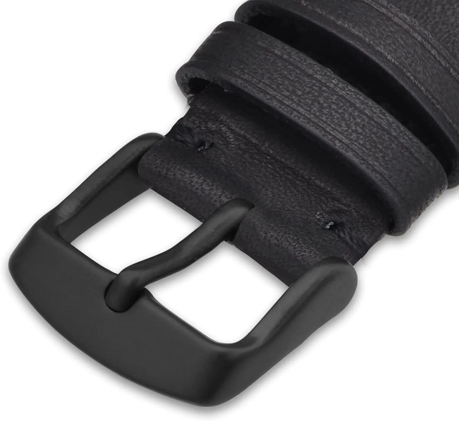 WOCCI 20mm Vintage Leather Watch Band with Black Buckle, Replacement Bands (Black)